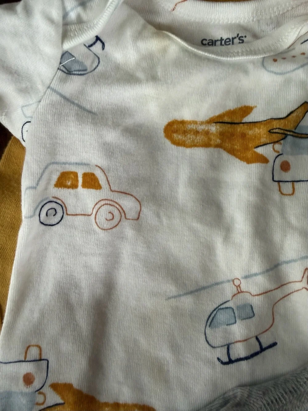 Carter's Yellow, White & Gray Transport-Print Baby three-Piece Set
